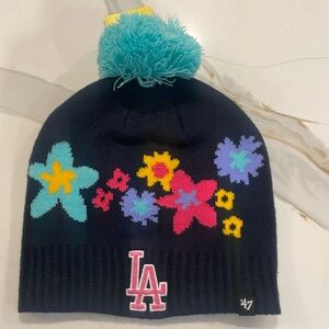 Girls Youth LA Dodgers Floral Beenie Sockcap NEW NWT